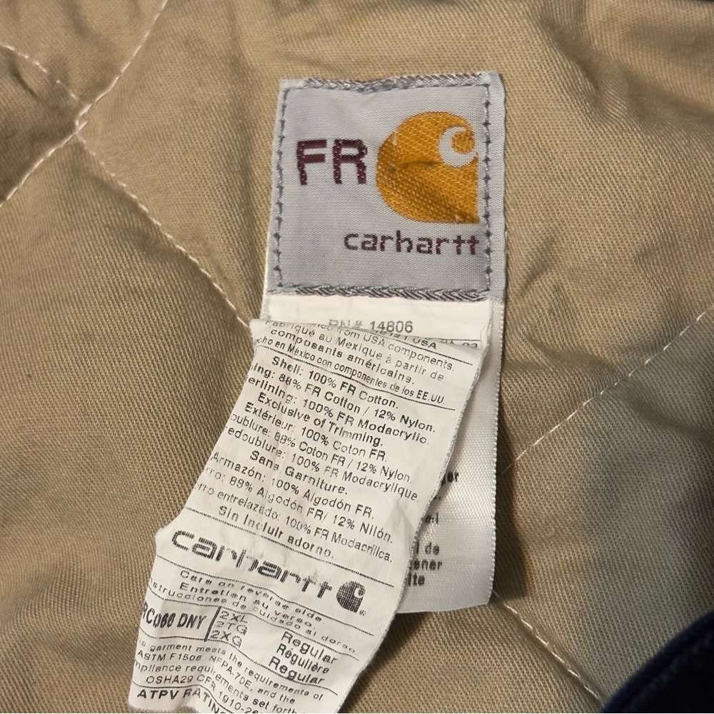 Vintage Carhartt FR Corporate Logo Padded Coat Dark Blue Size 2XL - Picture 9 of 12